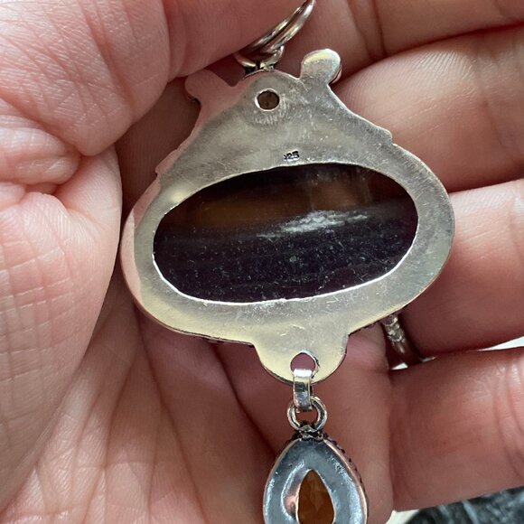 Yellow and Purple Rainbow Fluorite And Citrine Pendant - Picture 4 of 8